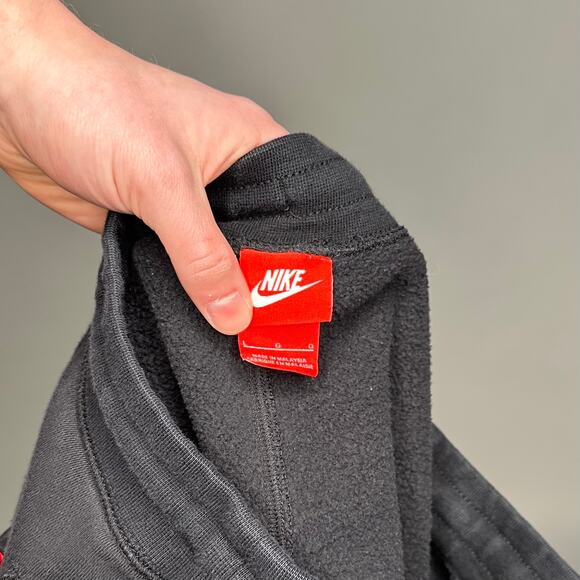 Vintage Y2K Nike Sweatpants Mens L Jet Black White Swoosh Cotton Joggers - Picture 4 of 4